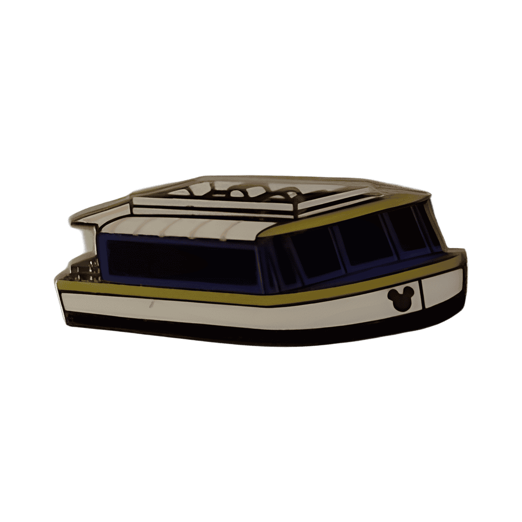 White with yellow and blue trim boat Disney pin