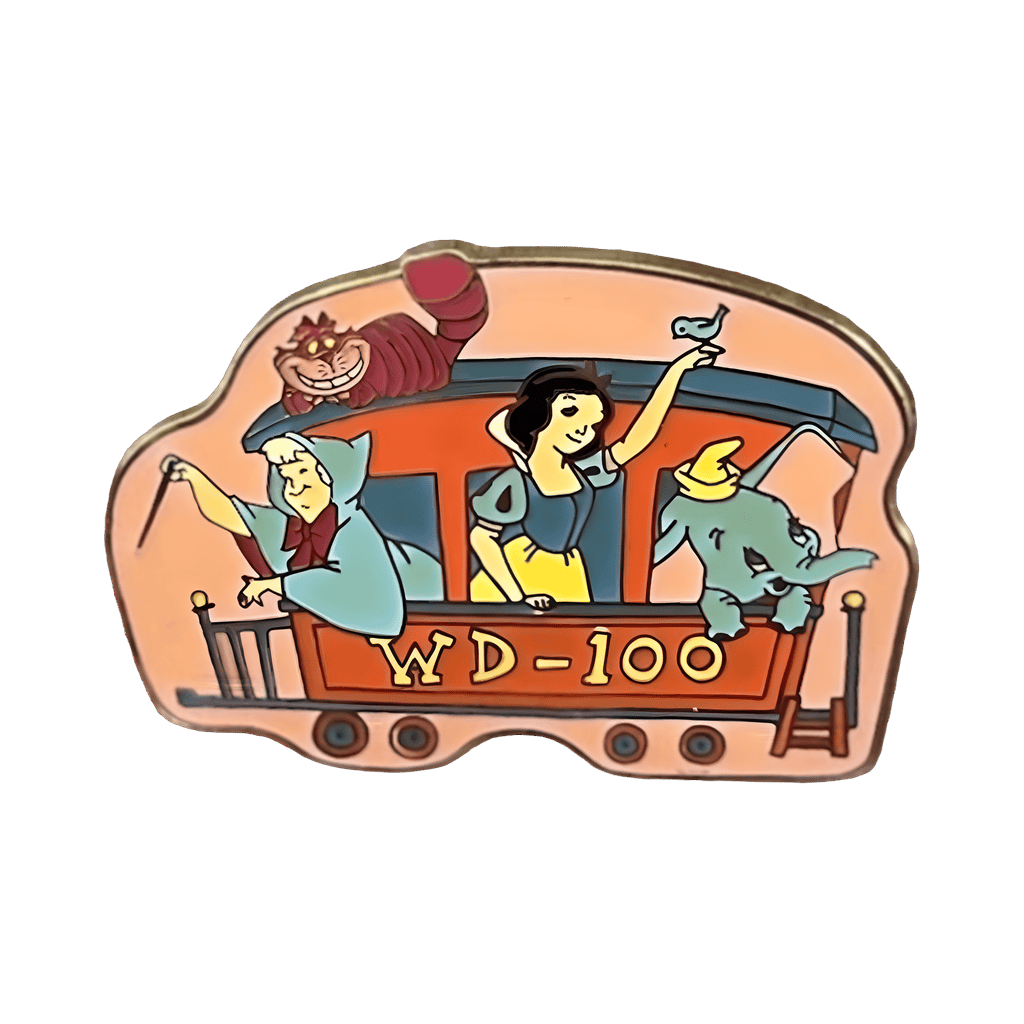 Cheshire Cat, Fairy Godmother, Snow White, and Dumbo Train Car Disney pin