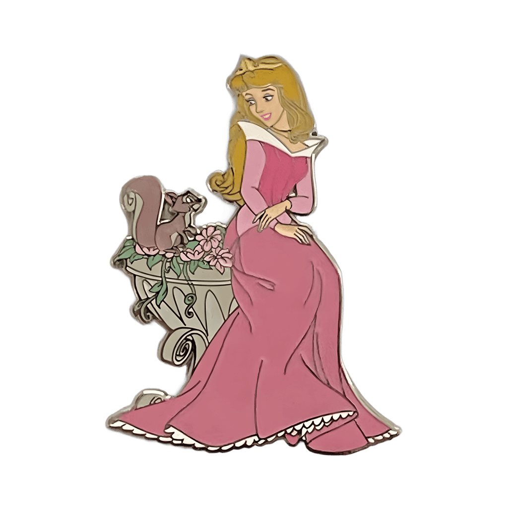 Aurora sitting with a squirrel Disney pin