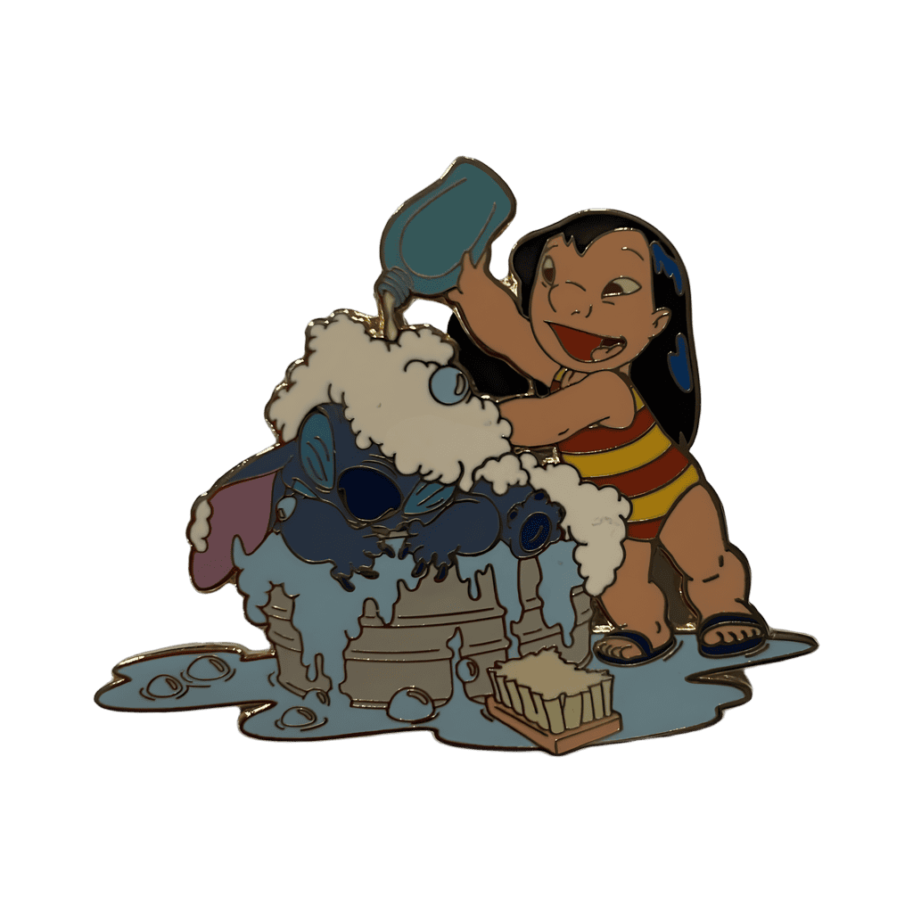 Lilo giving Stitch a bath Disney pin