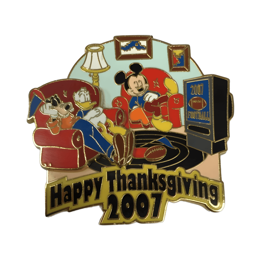 Happy Thanksgiving 2007 - Mickey, Donald & Goofy Watching Football Disney pin