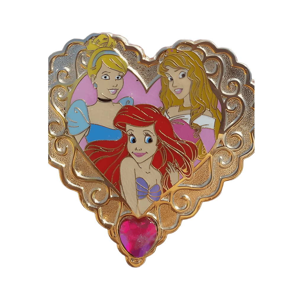 Heart Shaped Jewel - Cinderella, Aurora, Ariel Disney pin