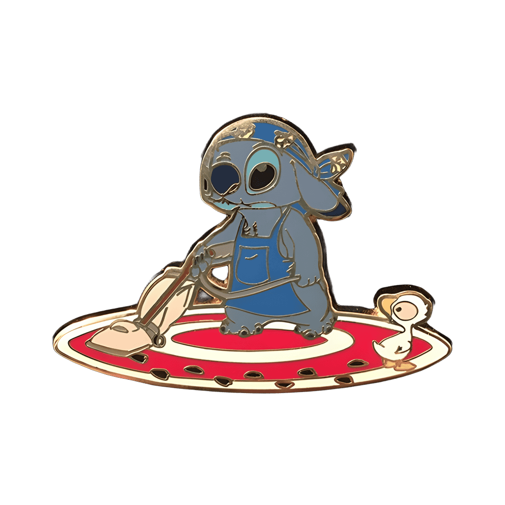 Stitch Vacuuming with Duckling Disney pin