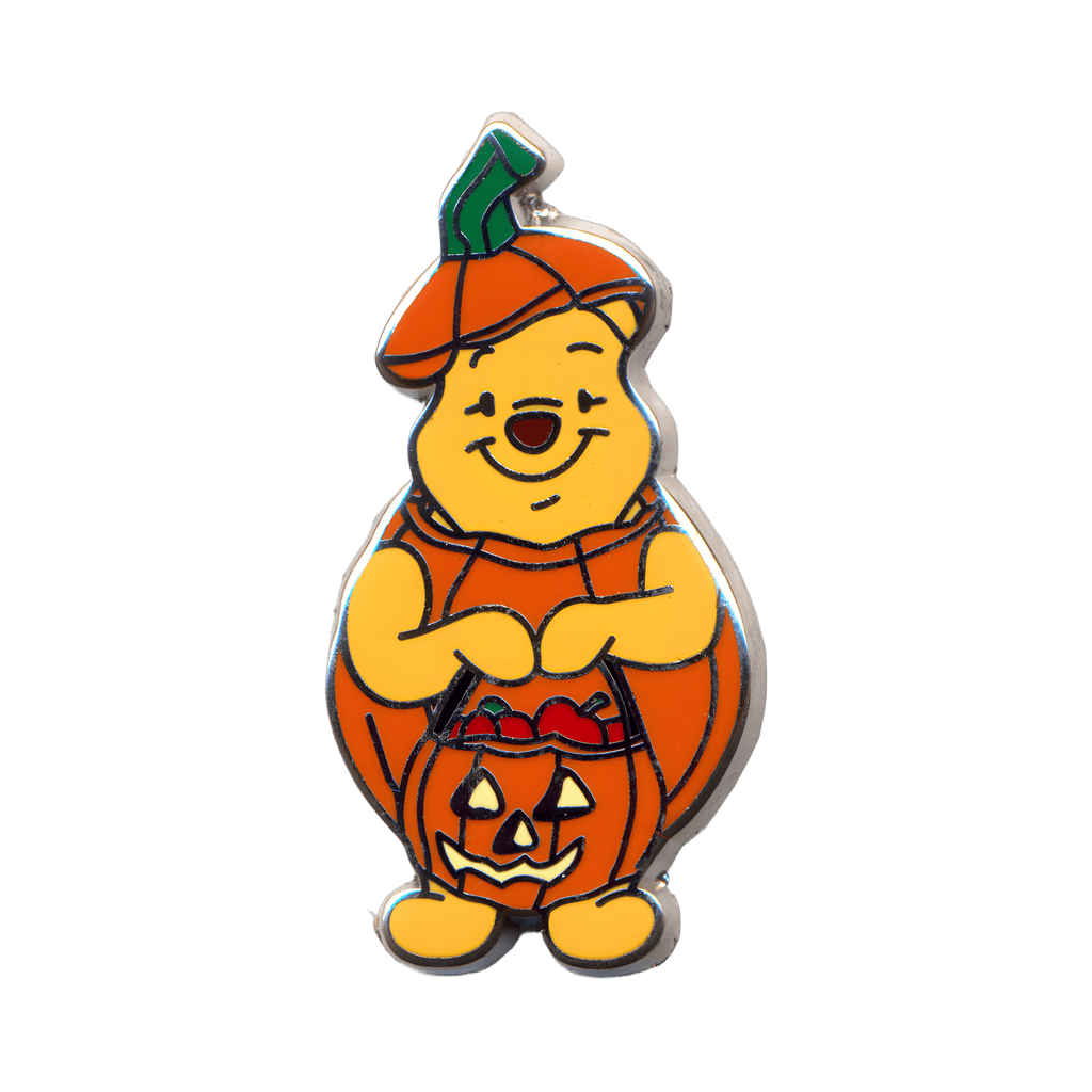 Winnie the Pooh in an orange pumpkin costume Disney pin