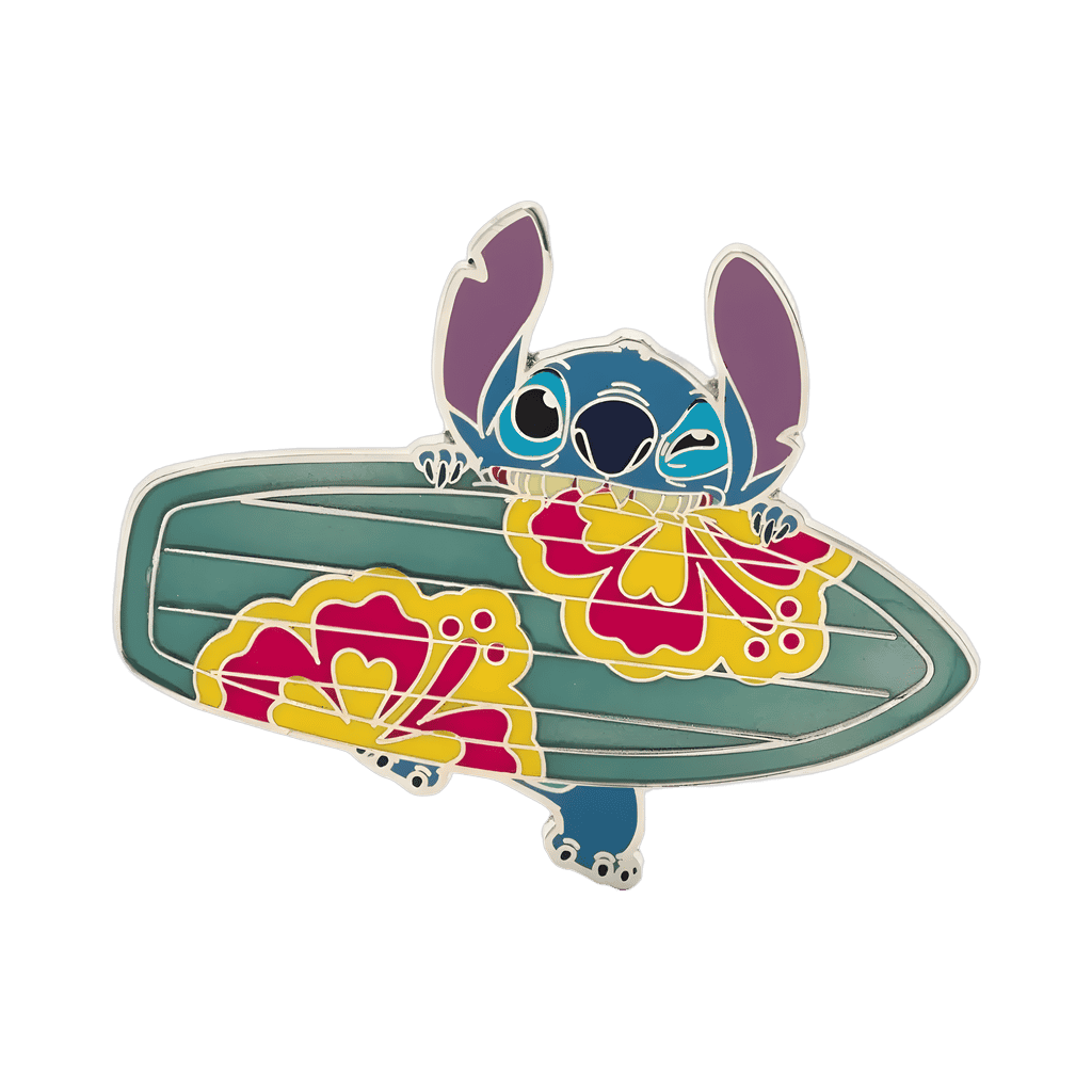 Stitch biting surfboard Disney pin