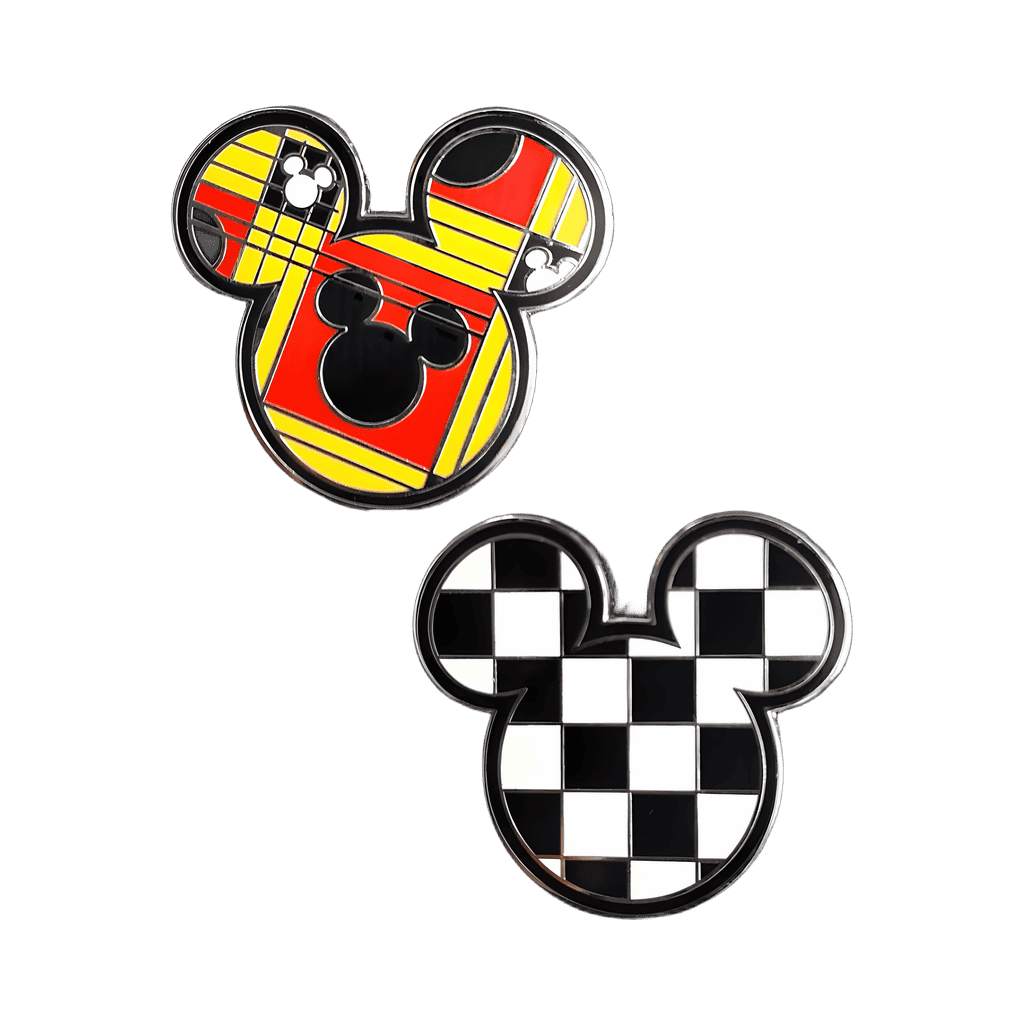 Patterned and Checkerboard Mickey Icon 2 Pin Set Disney pin