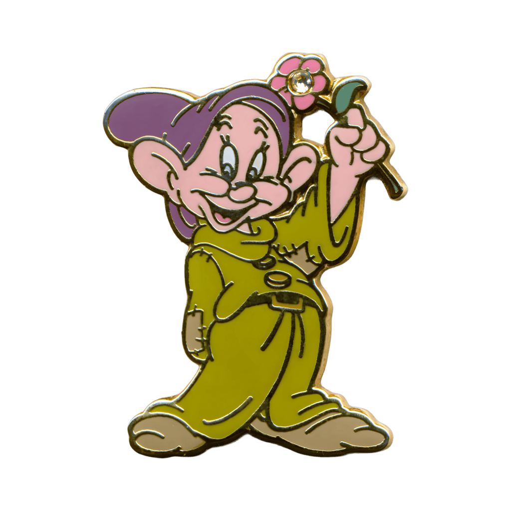 Dopey Holding a Pink Flower Disney pin