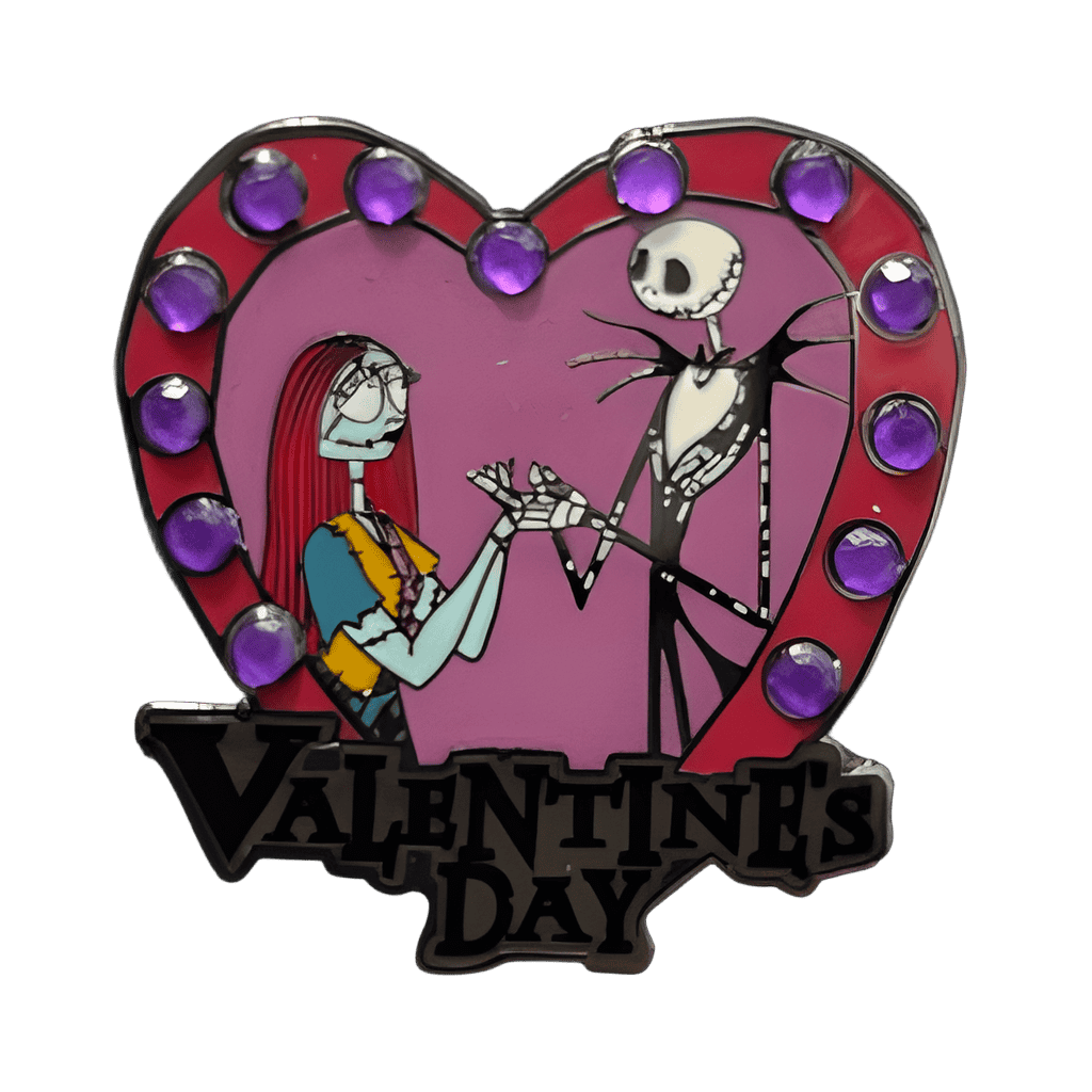 Jack and Sally in a Red and Pink Jeweled Heart Disney pin