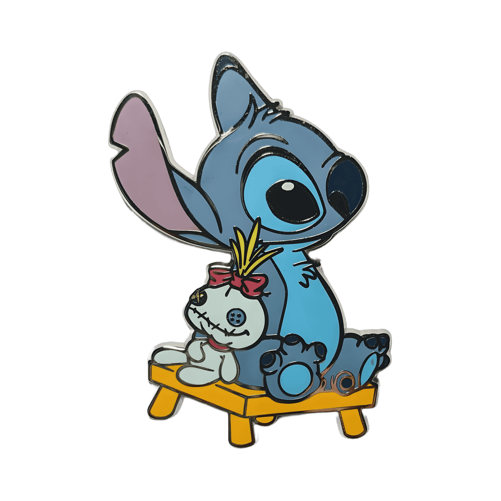 Stitch and Scrump on Stool Disney pin