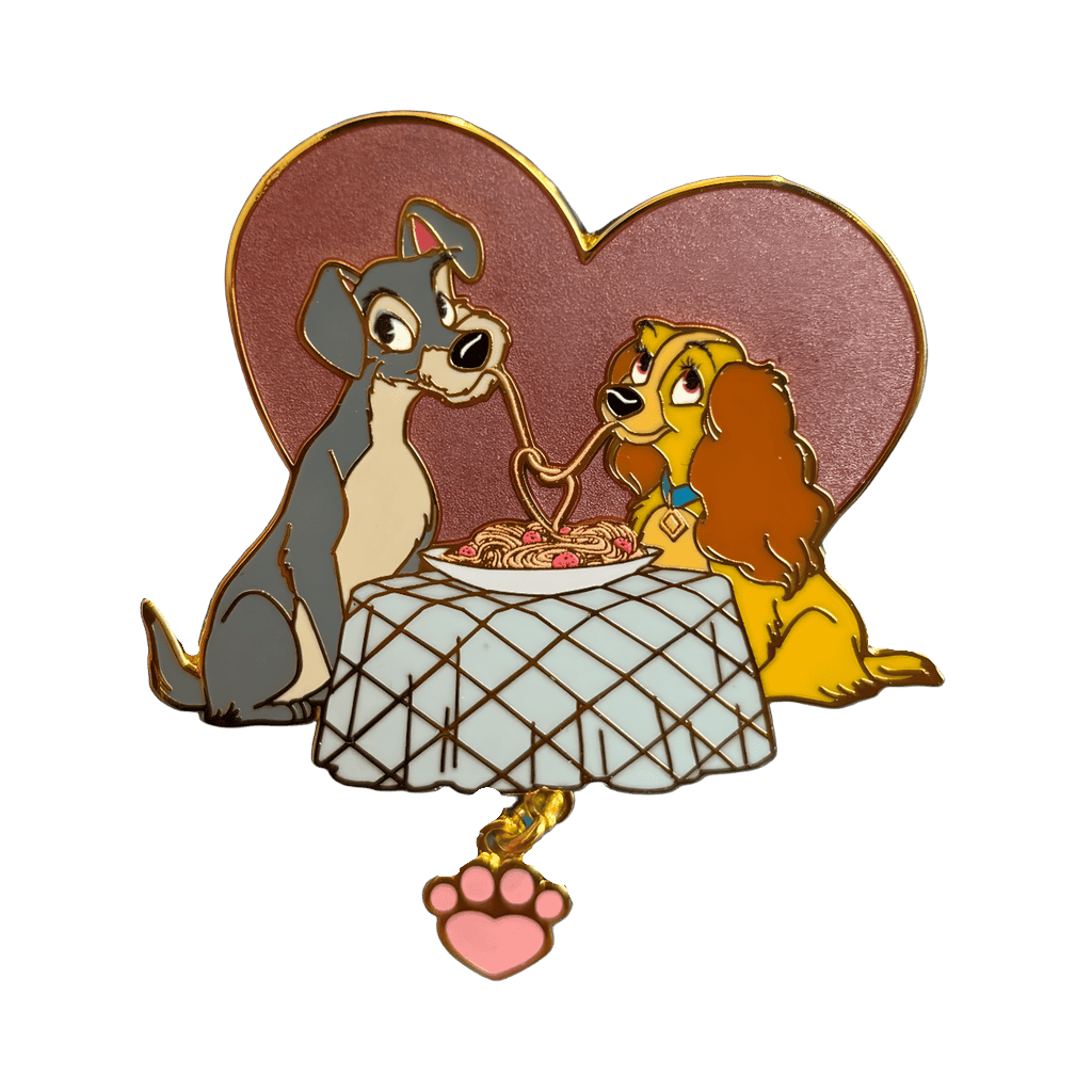 Lady & the Tramp Spaghetti Dinner Heart Dangle Disney pin