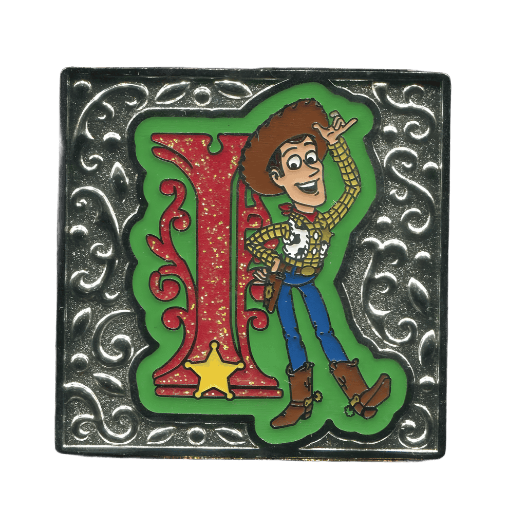 Woody (Red Glitter and Green Filigree Letter Y) Disney pin