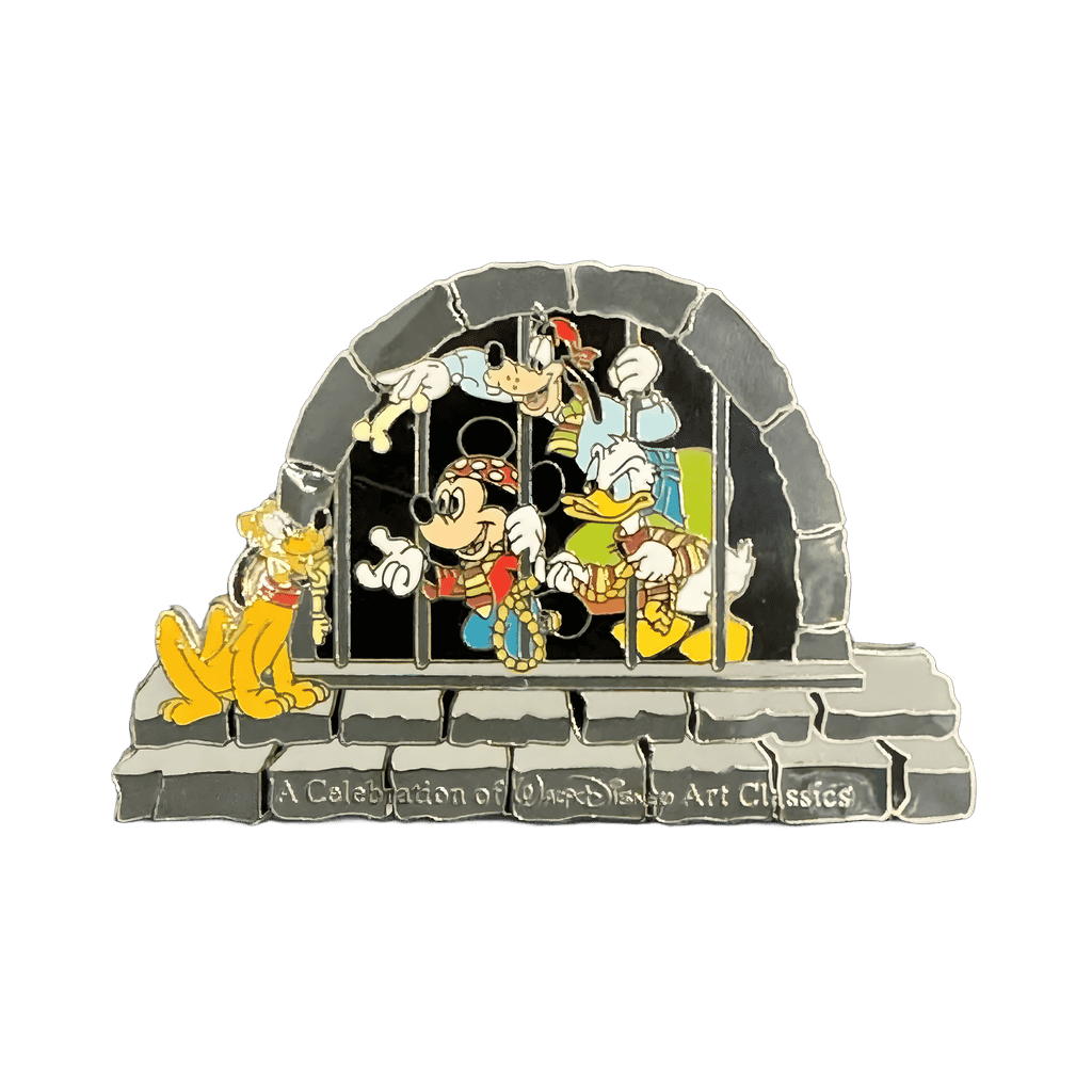 Pluto, Mickey, Goofy, Donald - Jail Scene - Silver - Pirates of the Caribbean Disney pin