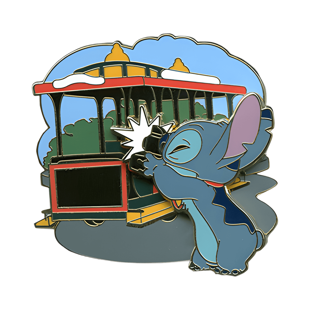 Stitch Taking Photo of Main Street Trolley Disney pin