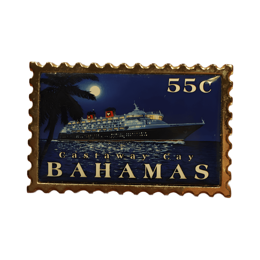 Castaway Cay Bahamas ship stamp Disney pin