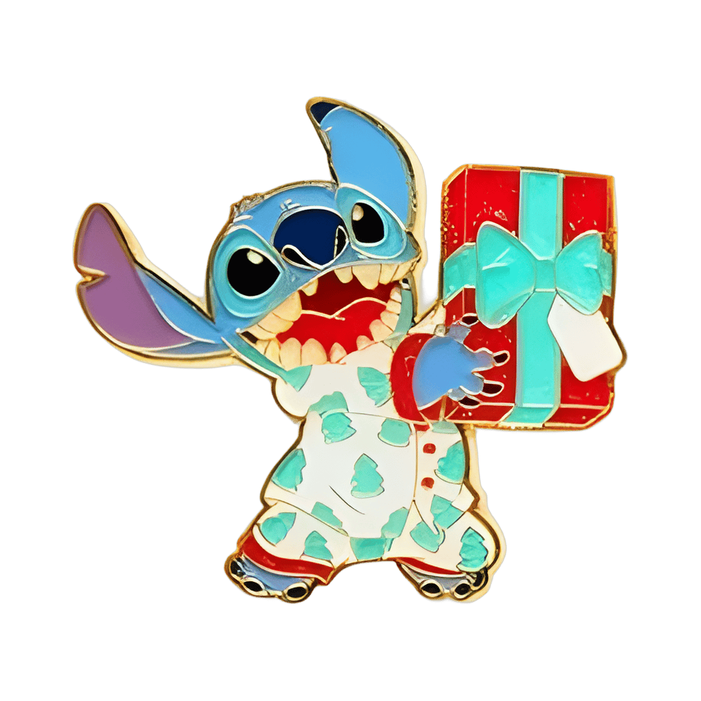 Stitch holding a present Disney pin