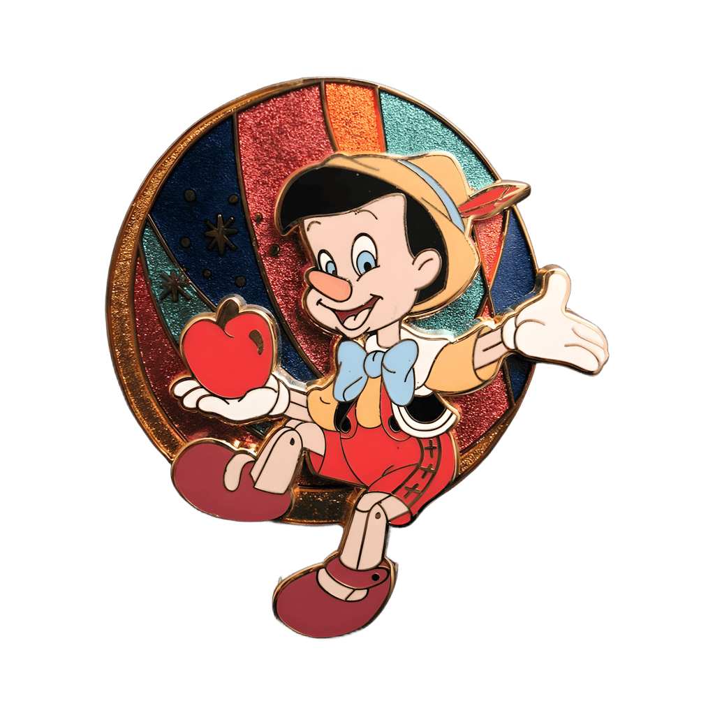Pinocchio holding an Apple Disney pin
