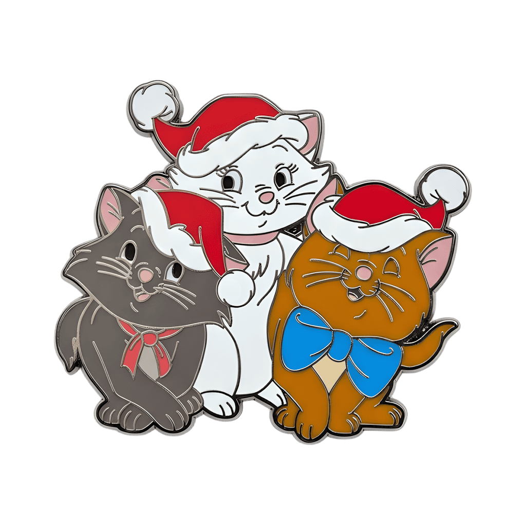 Berlioz, Marie, and Toulouse with Santa hats Disney pin