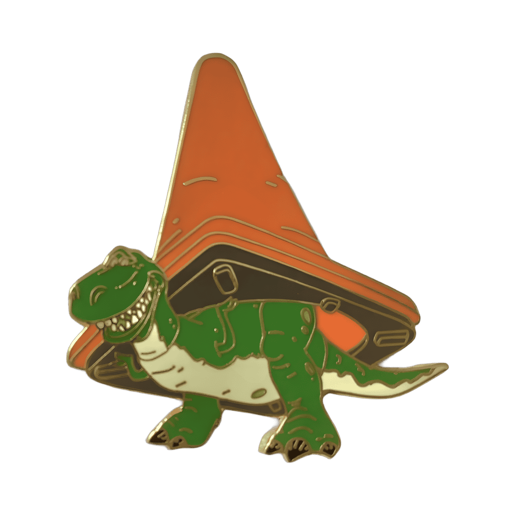 Rex under a traffic cone Disney pin