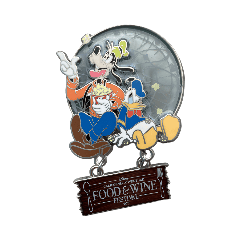 Donald and Goofy with Popcorn Dangle Disney pin