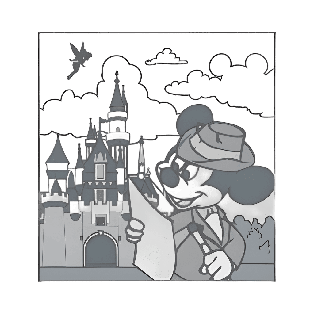 Reporter Mickey and Tinker Bell at Sleeping Beauty's Castle COMPLETER Disney pin