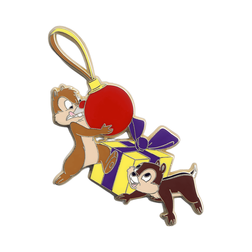 Chip & Dale with a Present and Ornament Disney pin