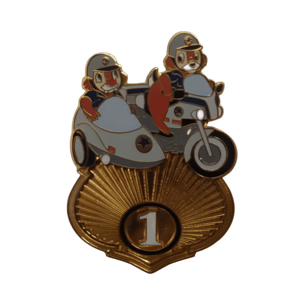 Police Officer Chip 'n Dale on Motorcycle with Sidecar Disney pin