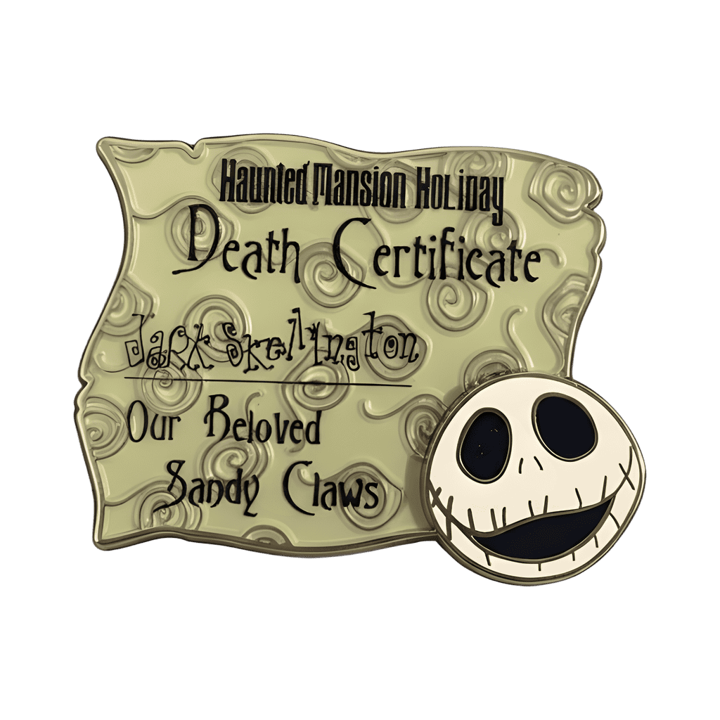 Jack Skellington Death Certificate Disney pin