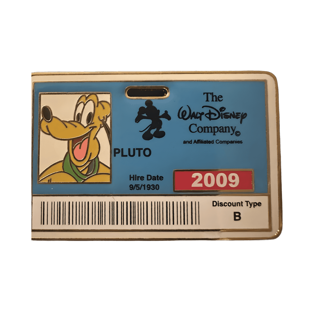 Pluto Blue Employee ID Badge Disney pin