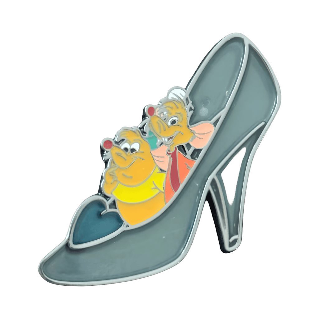 Cinderella's glass slipper with Jaq and Gus (Stained Glass) Disney pin
