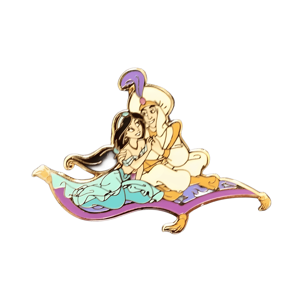 Aladdin and Jasmine riding the Magic Carpet Disney pin
