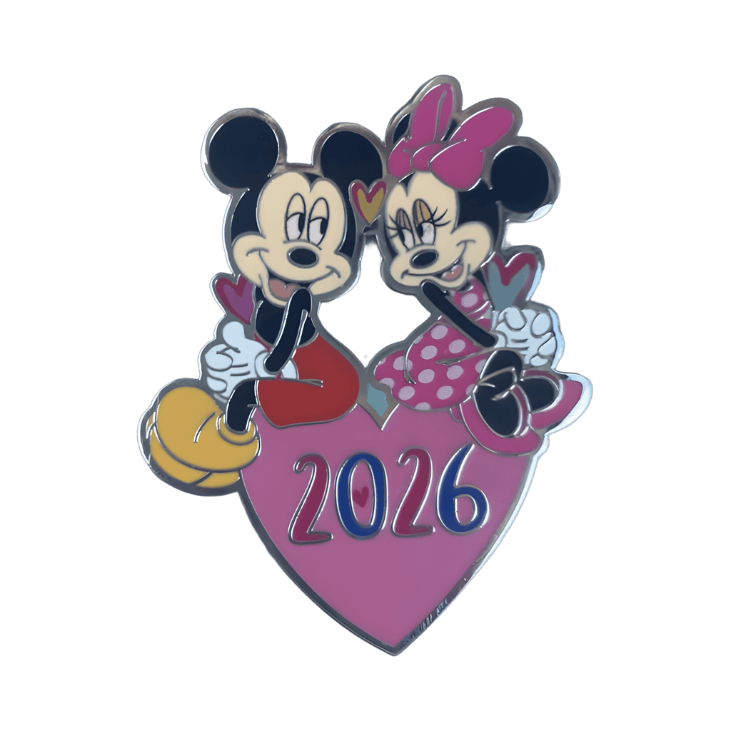 Minnie and Mickey on 2026 heart Disney pin