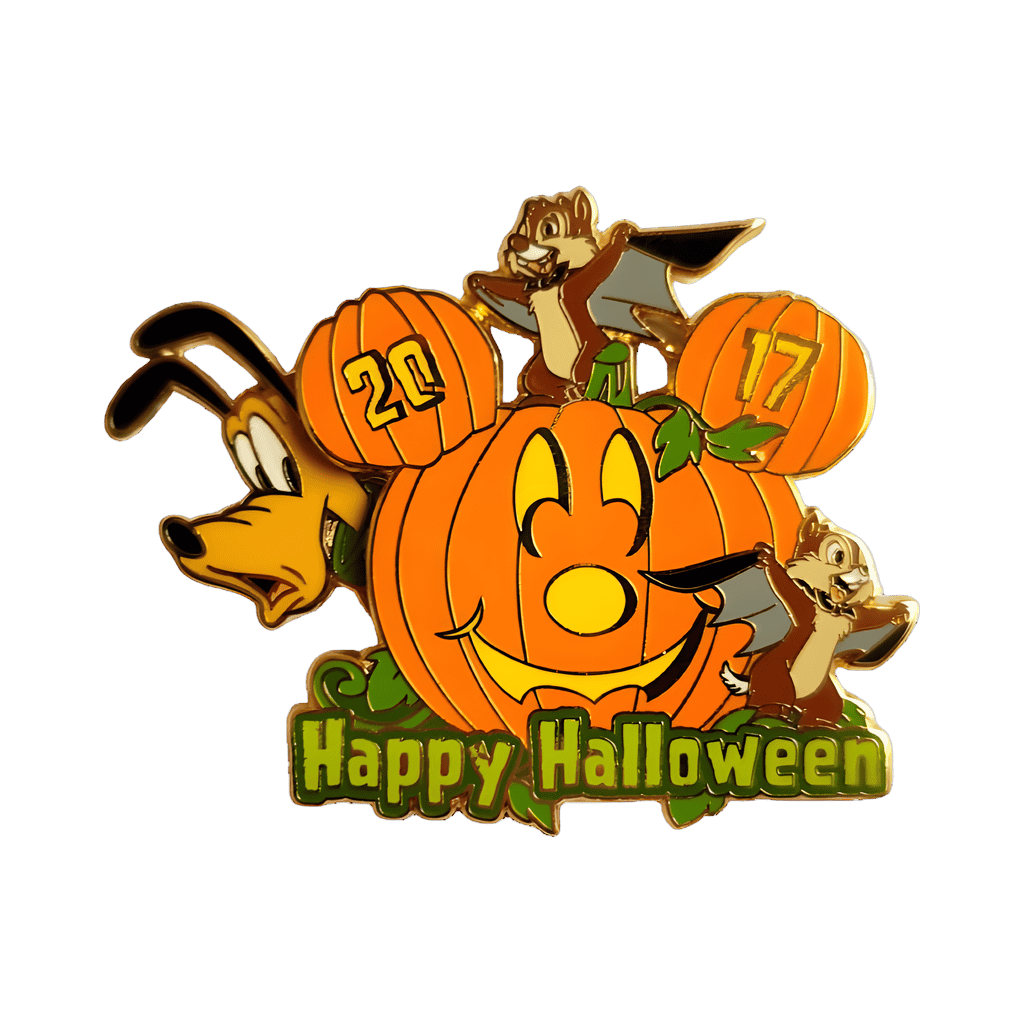 Happy Halloween - Pluto, Chip and Dale with Mickey Pumpkin Disney pin