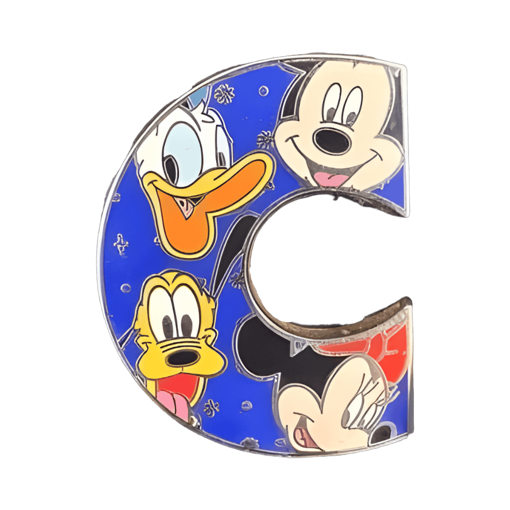 C with Mickey, Donald, Pluto and Minnie Disney pin
