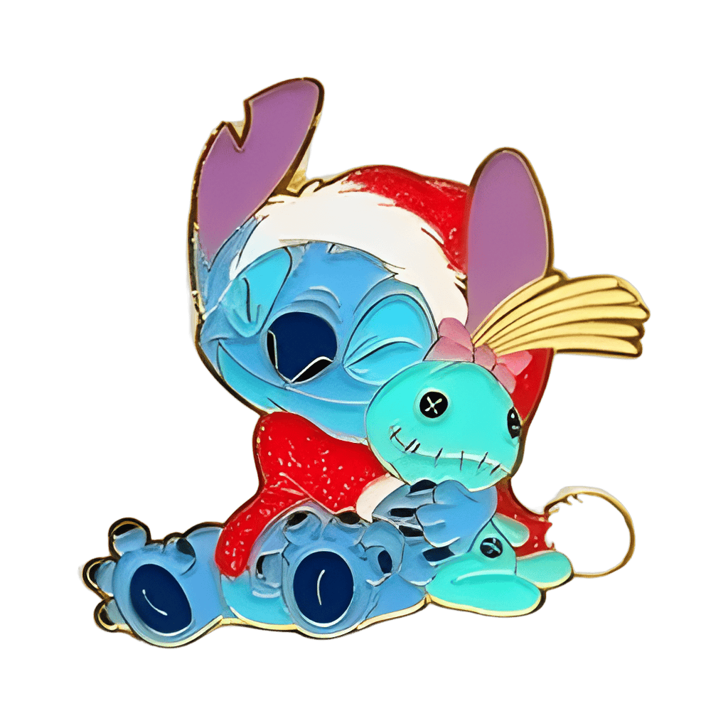 Stitch dressed like Santa hugging Scrump Disney pin