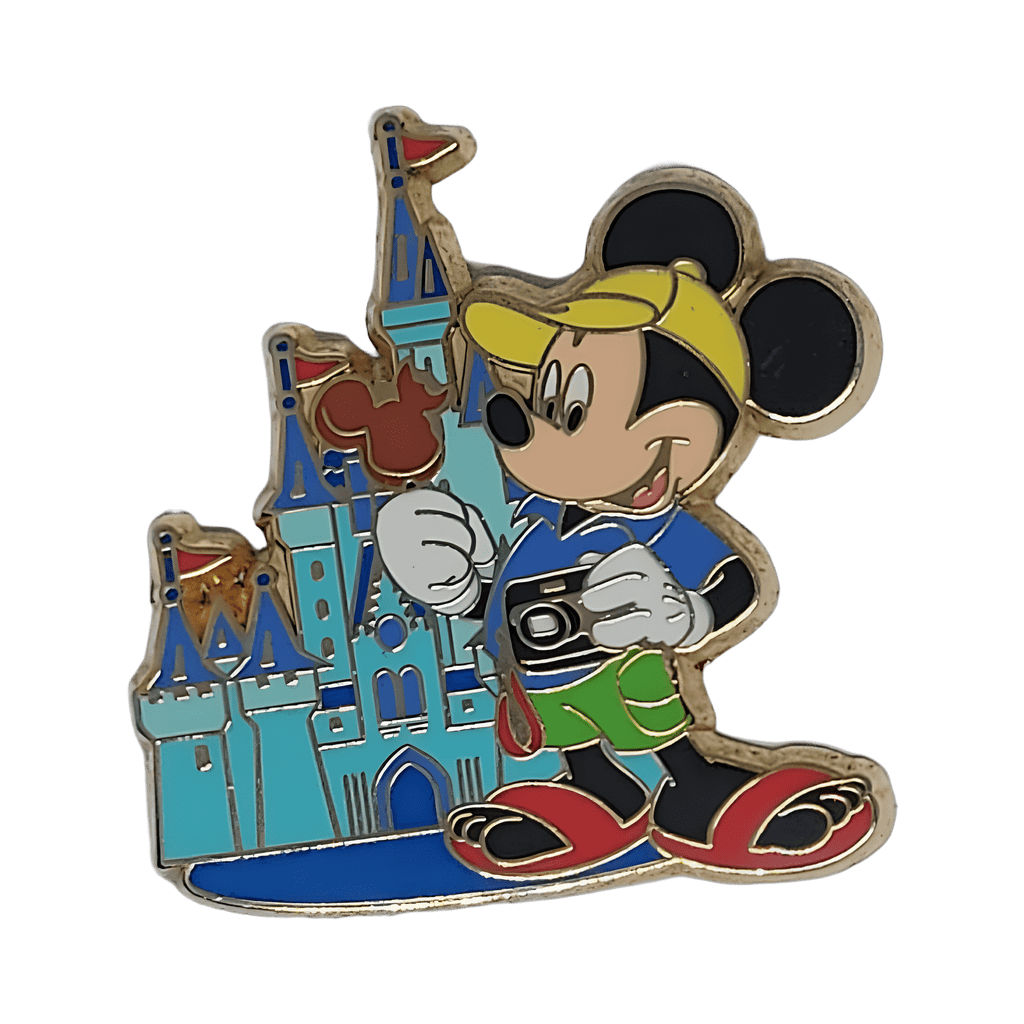 Mickey at Cinderella's Castle w camera and Mickey pop Disney pin