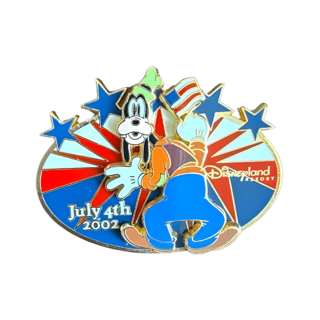 Goofy Holding Flag - Oval - Stars Disney pin
