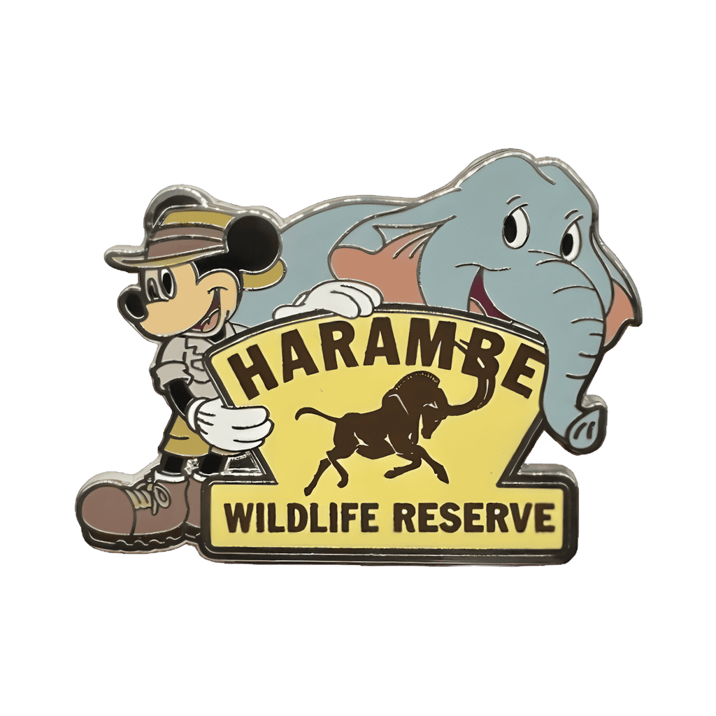 Mickey and Elephant with Harambe Wildlife Reserve Sign Disney pin