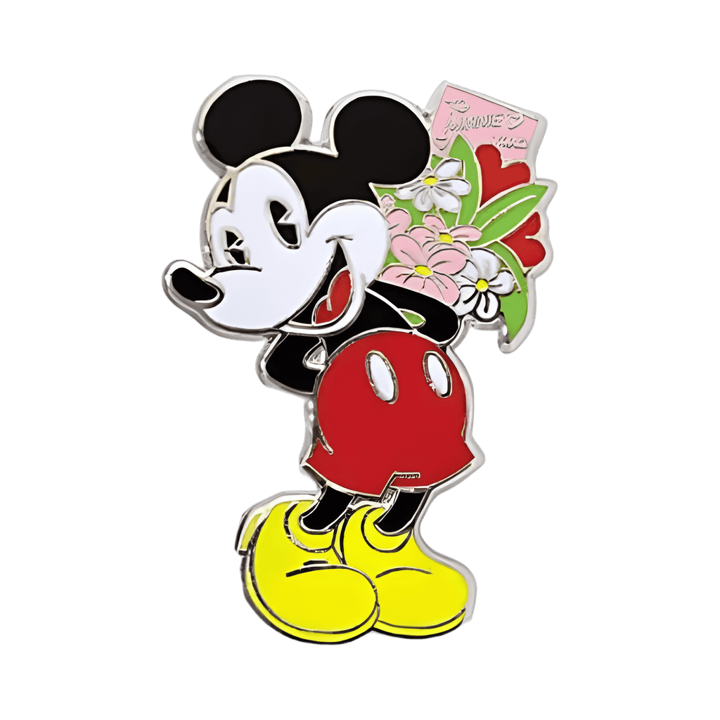 Mickey Mouse and Minnie Mouse Pin Set - Mickey Holding Flowers Behind Back Disney pin