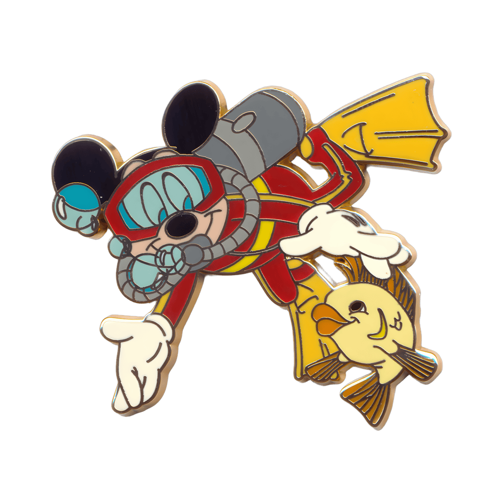 SCUBA Mickey Mouse with a Yellow Fish Disney pin