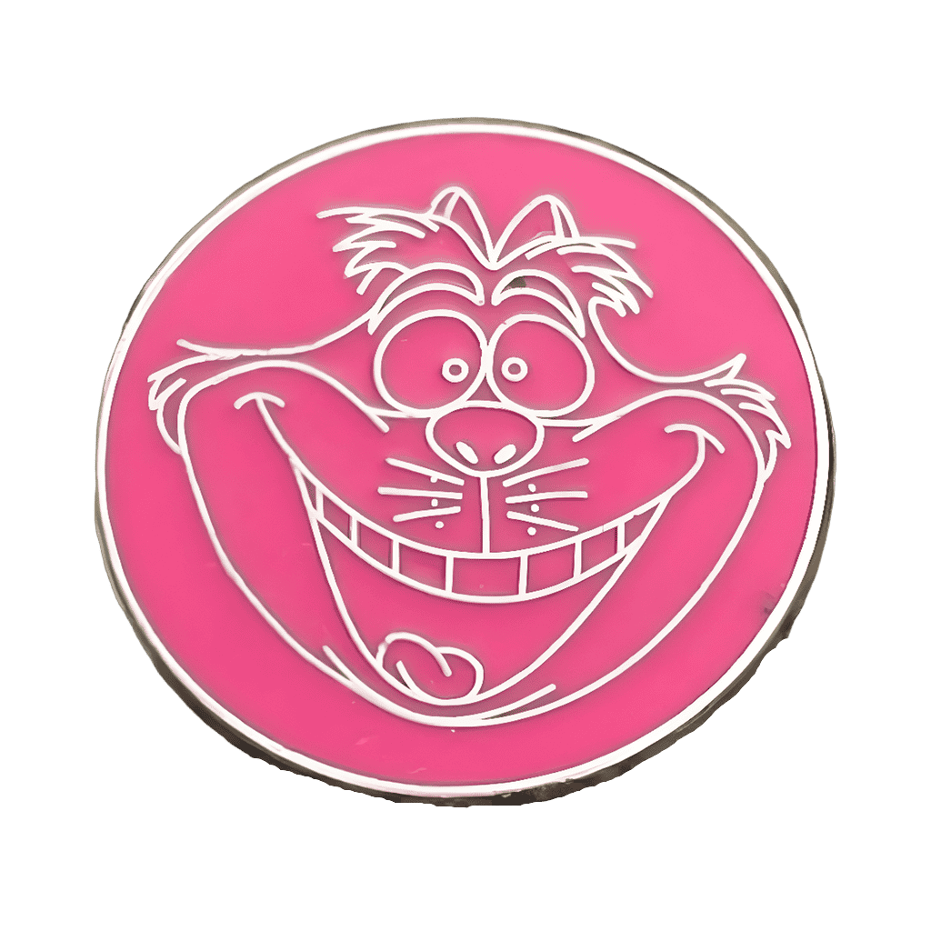Cheshire Cat Outline in Pink Circle Disney pin