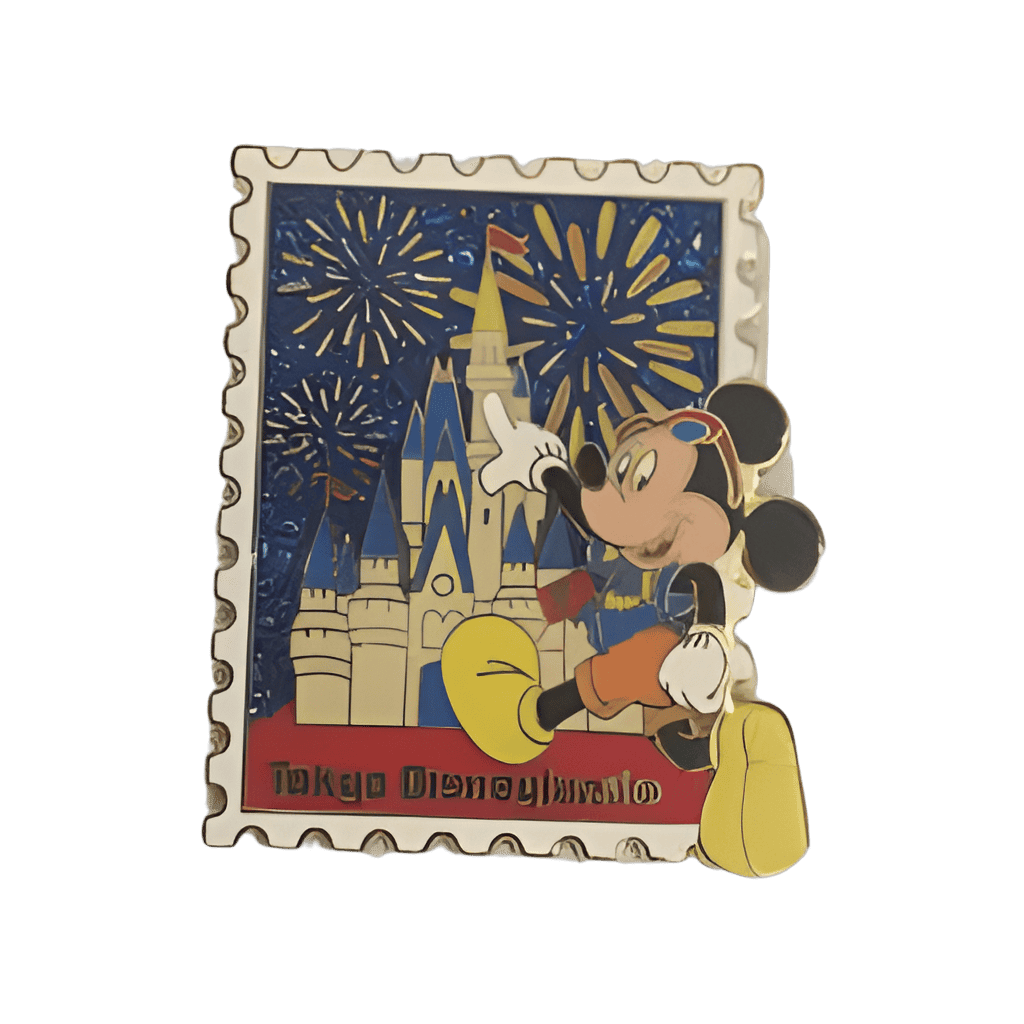 Mickey Stamp with Castle and Fireworks Disney pin
