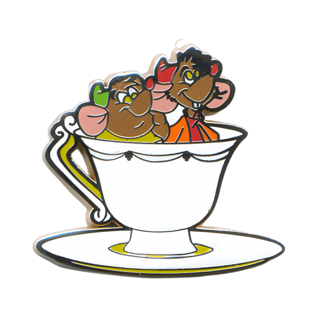 4-pin set - Jaq and Gus in a Tea Cup Disney pin
