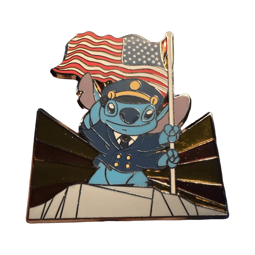 Stitch In Uniform Saluting American Flag Disney pin