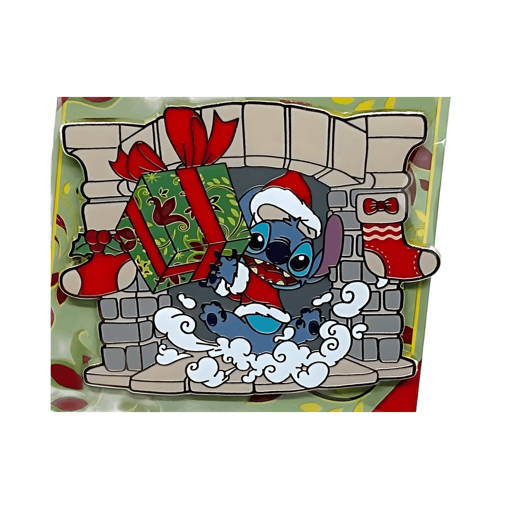 Santa Stitch in a Fireplace Disney pin