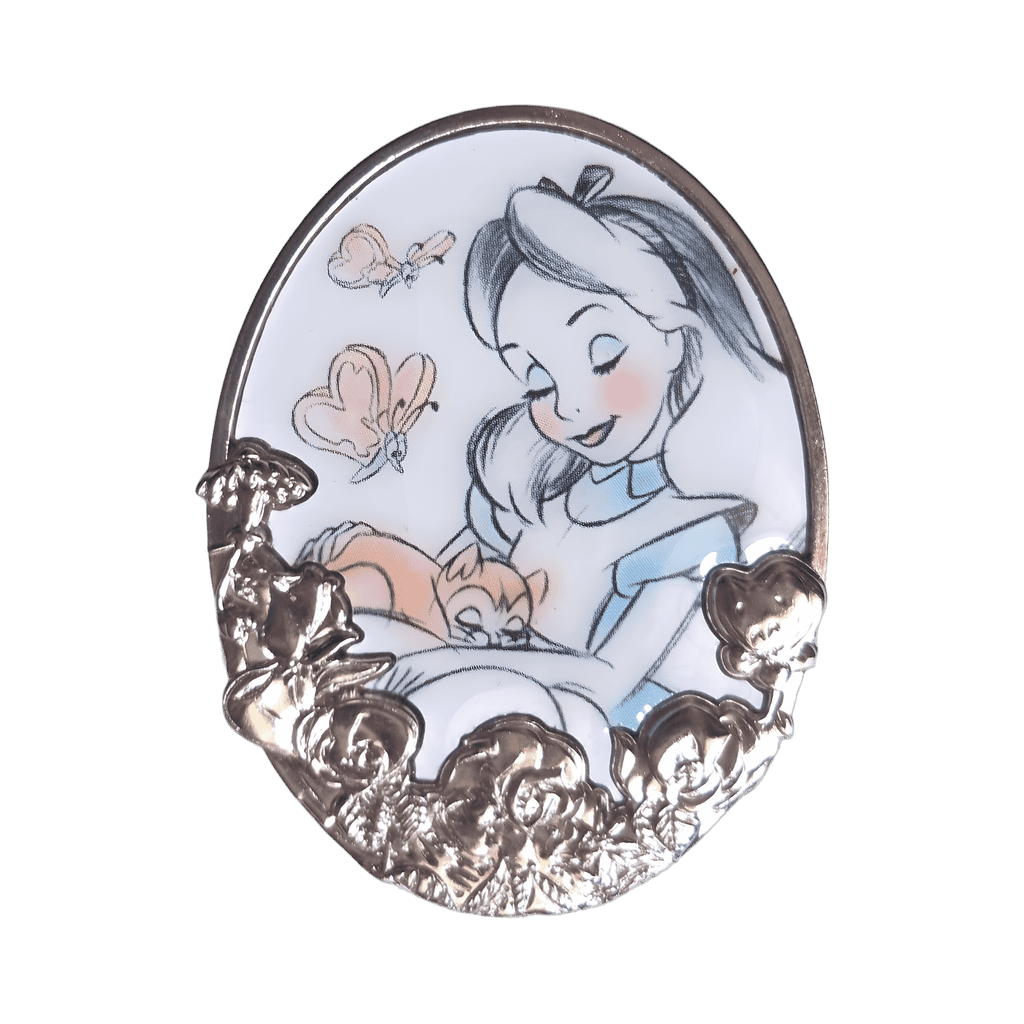 Alice in Wonderland - Alice and Dinah Sleeping in Silver Frame Disney pin