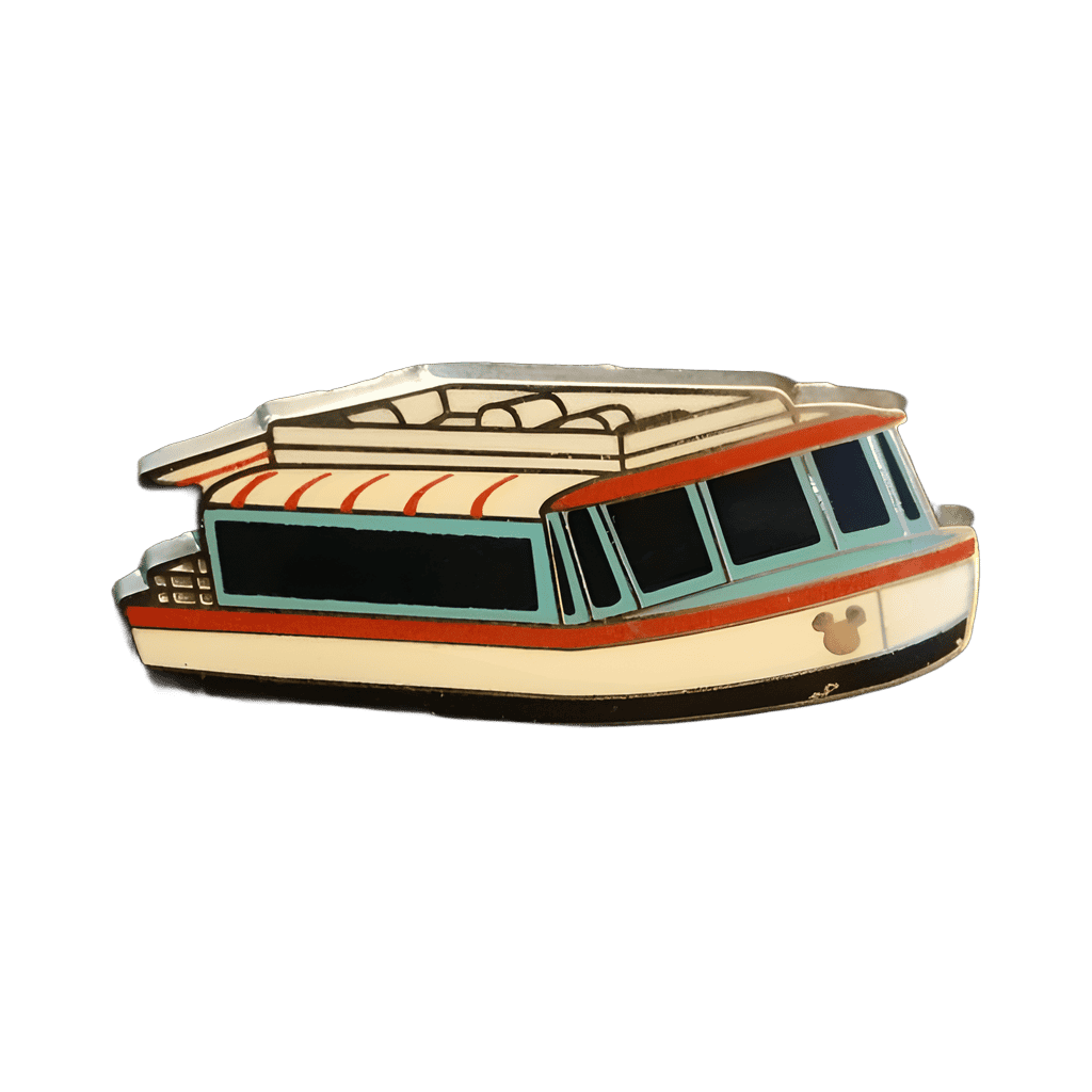 White with red and light blue trim boat Disney pin