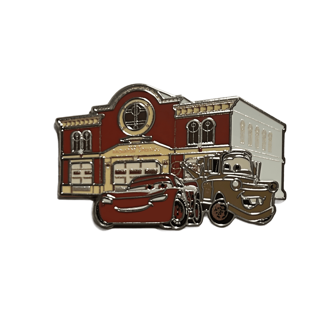 Lightning McQueen and Mater Radiator Springs Courthouse & Fire Department Disney pin
