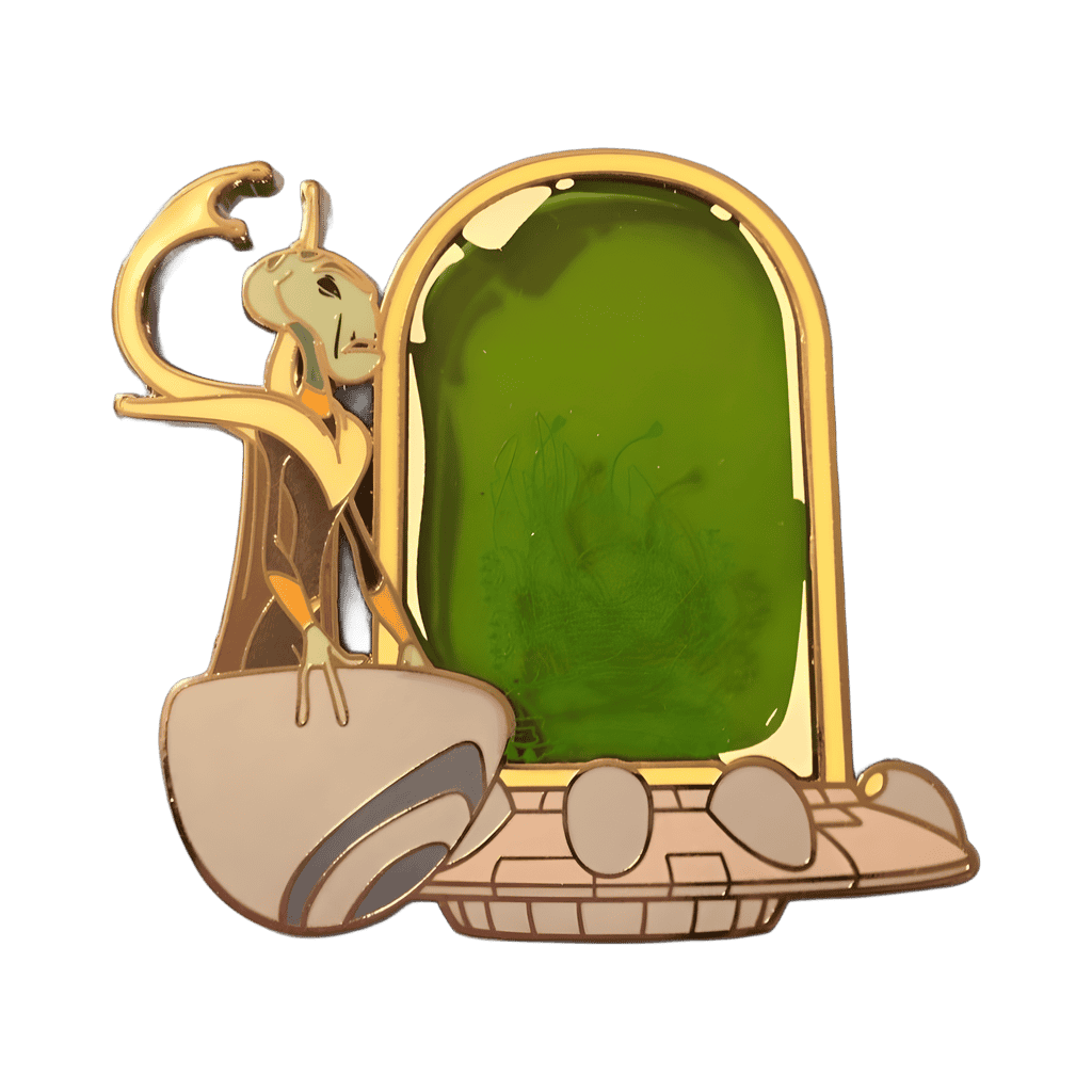 Green Stained Glass with Stitch Standing at Bottom Disney pin
