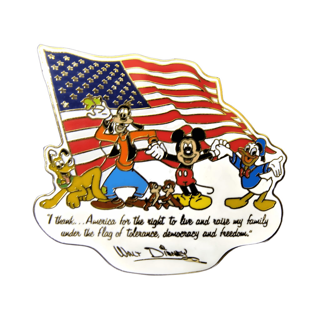Gang USA 'I thank...America' Mickey, Goofy, Donald, Pluto, Chip and Dale Disney pin