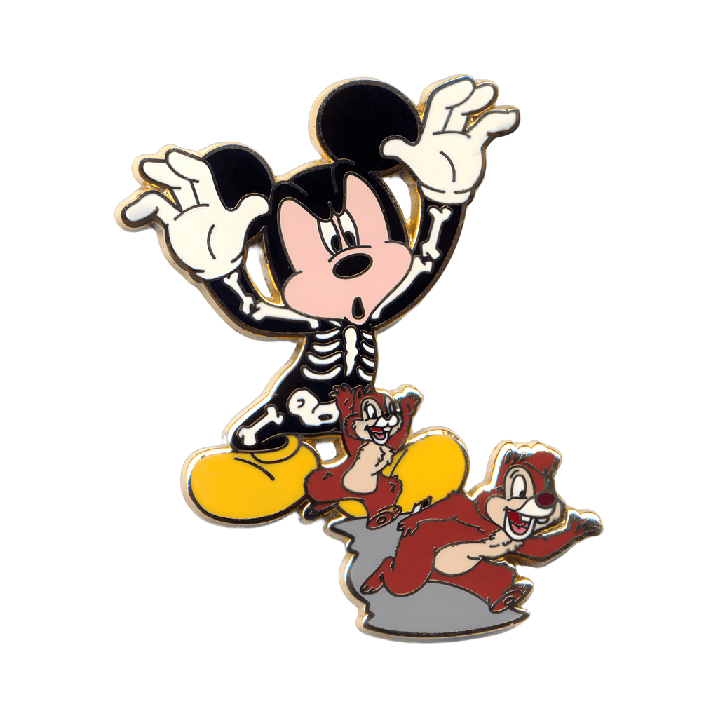 Mickey Mouse in a Skeleton Costume Chasing Chip and Dale Disney pin